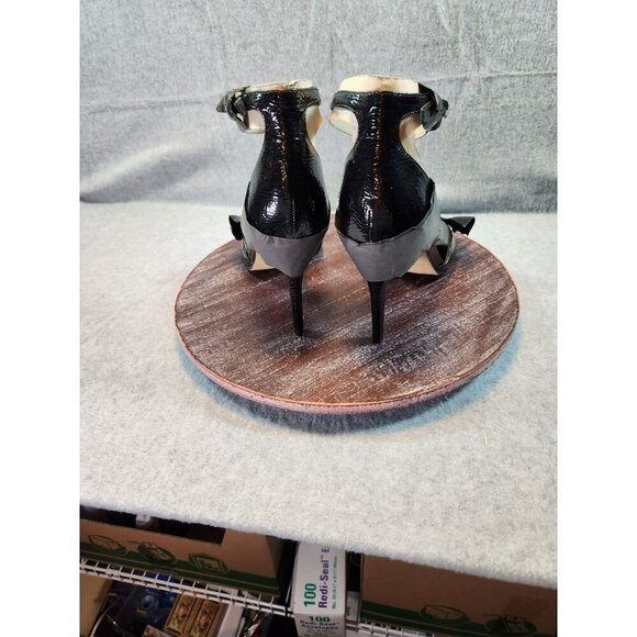 Marc Fisher Brodie Black Patent Leather Bow Heeled Sandals Size 9M - Picture 4 of 9